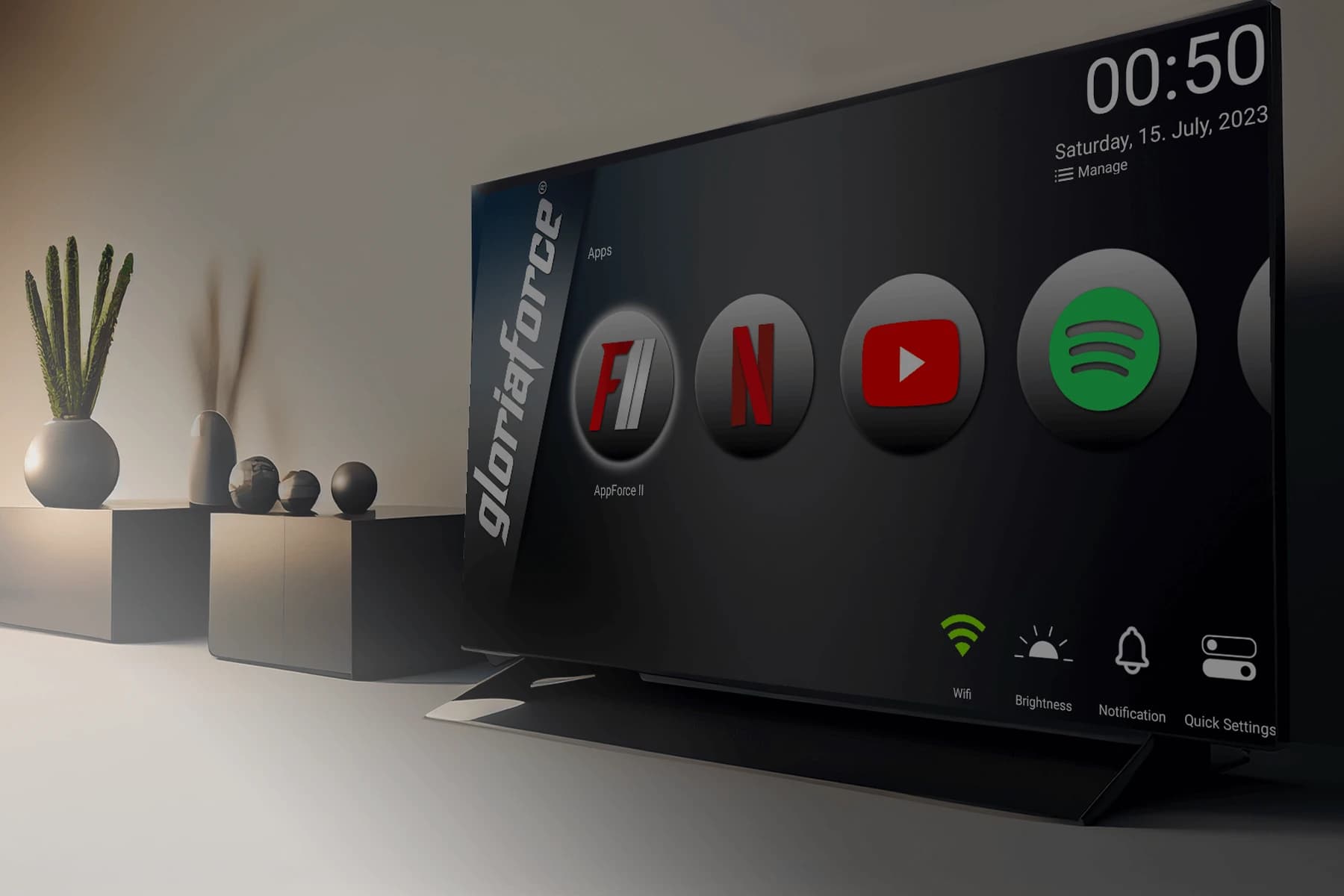 GloriaForce product interface and cover